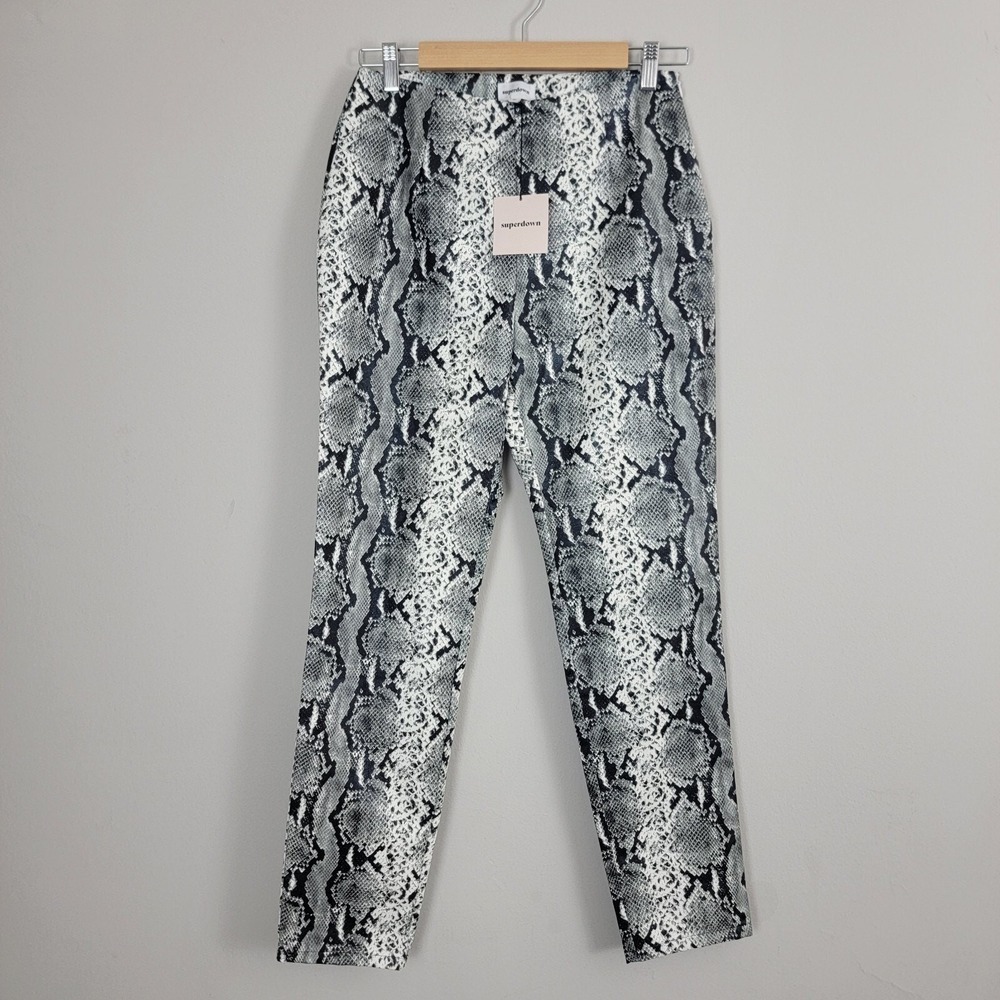 Superdown Snakeskin Print High Waist Pants M Trousers Animal Print